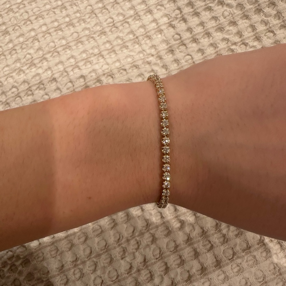 Gold Tennis Bracelet with Sparkling Stones